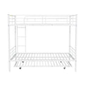 Full Over Full Metal Bunk Bed With Trundle, White White Iron