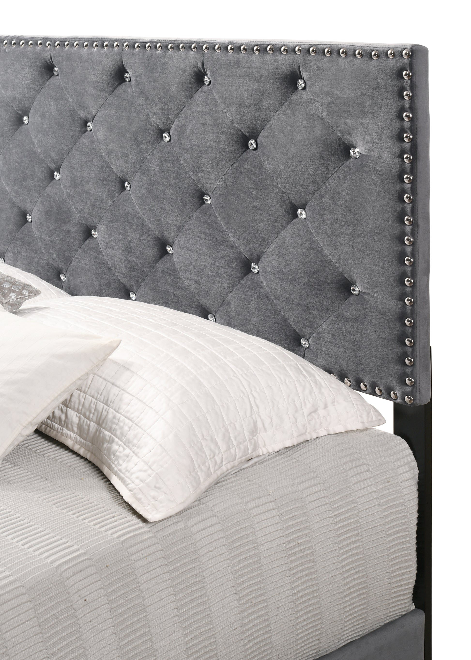 Suffolk G1401 Qb Up Queen Bedgray Gray Foam Velvet