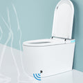 Smart Toilet With 85Mm Wider Bidet Seat, Smart Toilet With Bidet Built In, Voice Control, Bubble Shield, Auto Dual Flush,Tankless Toilet With Warm Air Dryer, Wireness Remote Control, White White Bathroom Ceramic