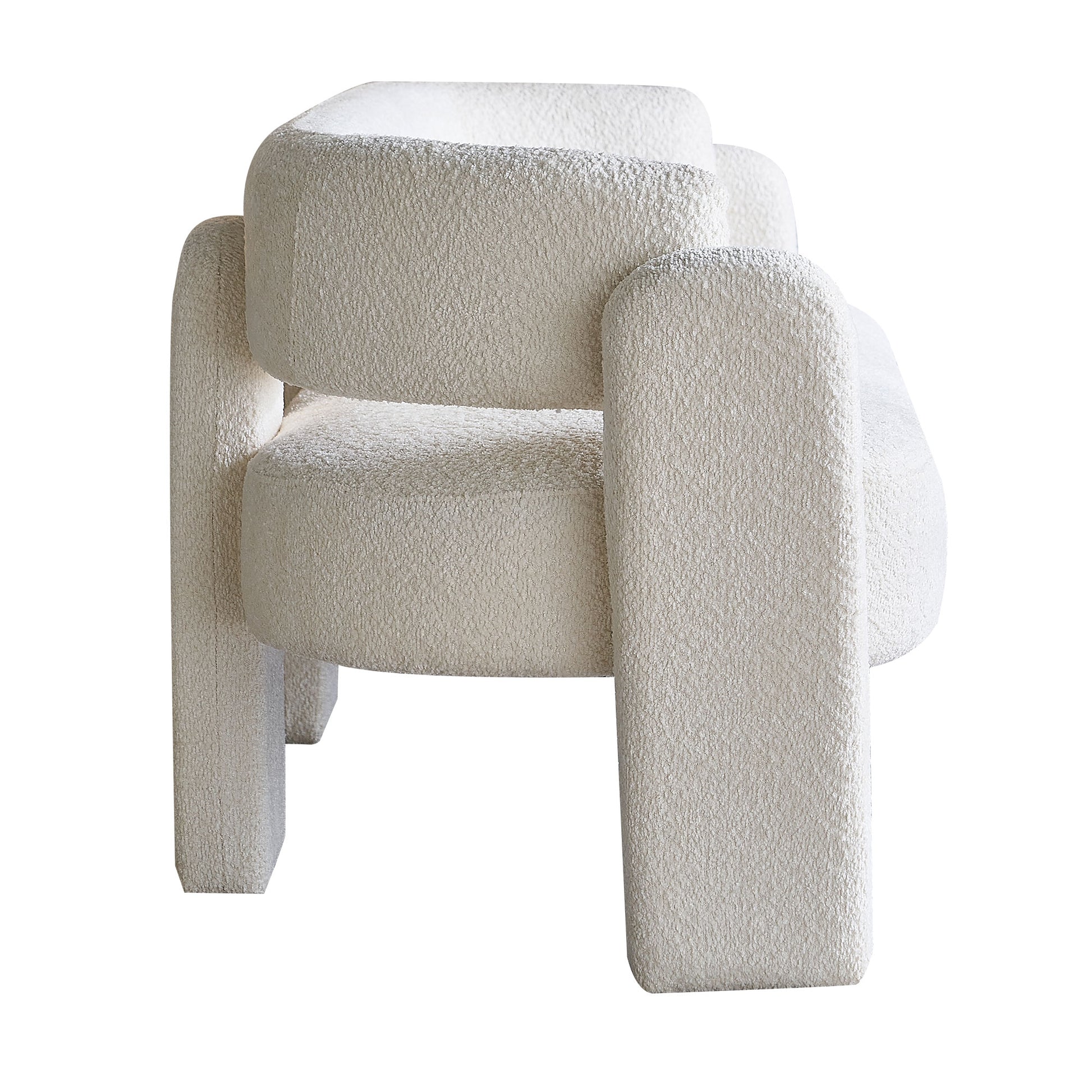 75.59" Wide Boucle Upholstery Modern Sofa For Living Room Beige Beige Polyester Wood Primary Living Space Tight Back Modern Rolled Arms Foam Boucle 1 Seat