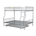 Full Xl Over Queen Metal Bunk Bed With Trundle, Silver Full Xl Silver Iron