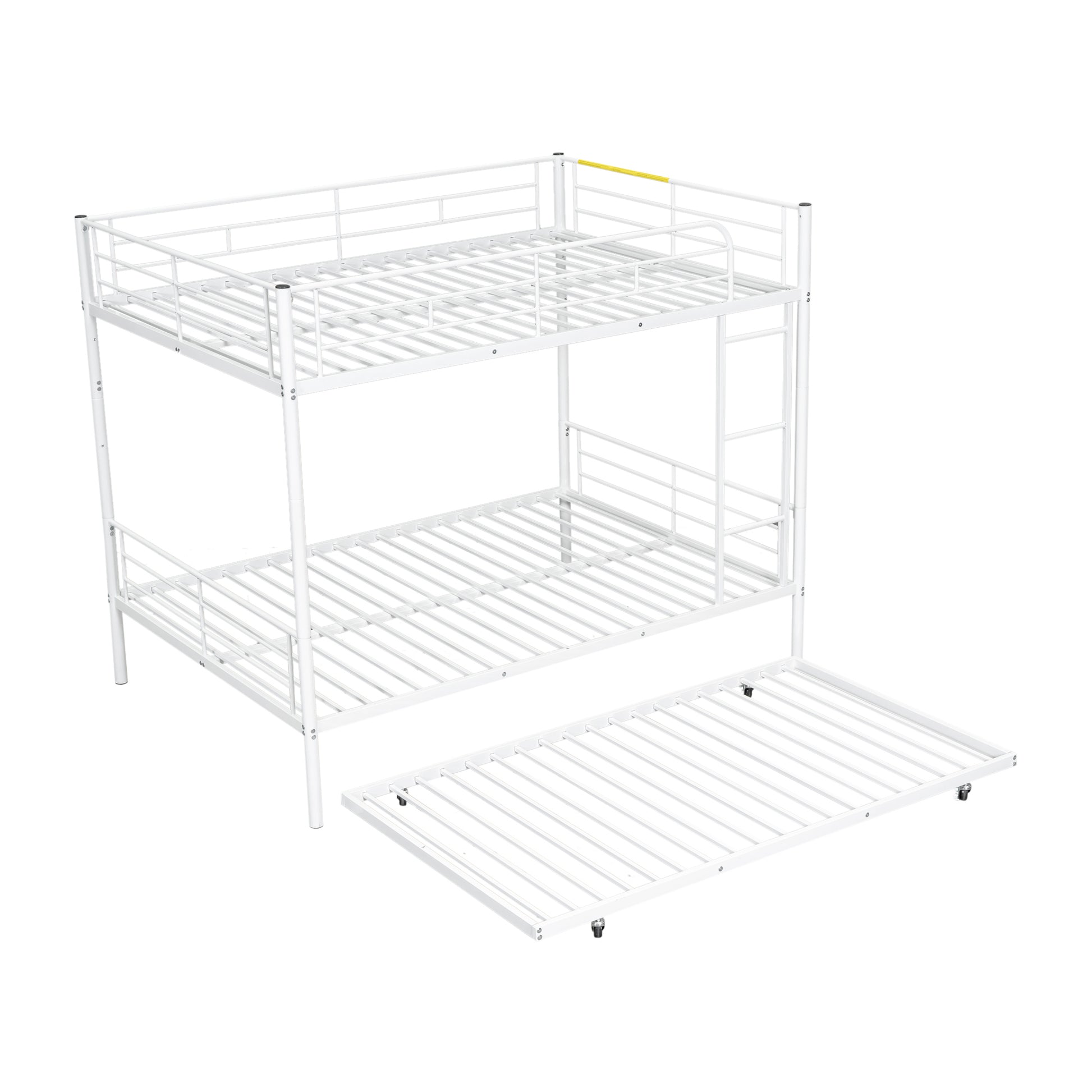 Full Over Full Metal Bunk Bed With Trundle, White White Iron