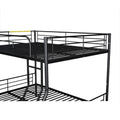 Full Xl Over Queen Metal Bunk Bed With Trundle, Black Full Xl Black Iron