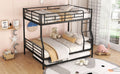 Full Xl Over Queen Metal Bunk Bed With Trundle, Black Full Xl Black Iron