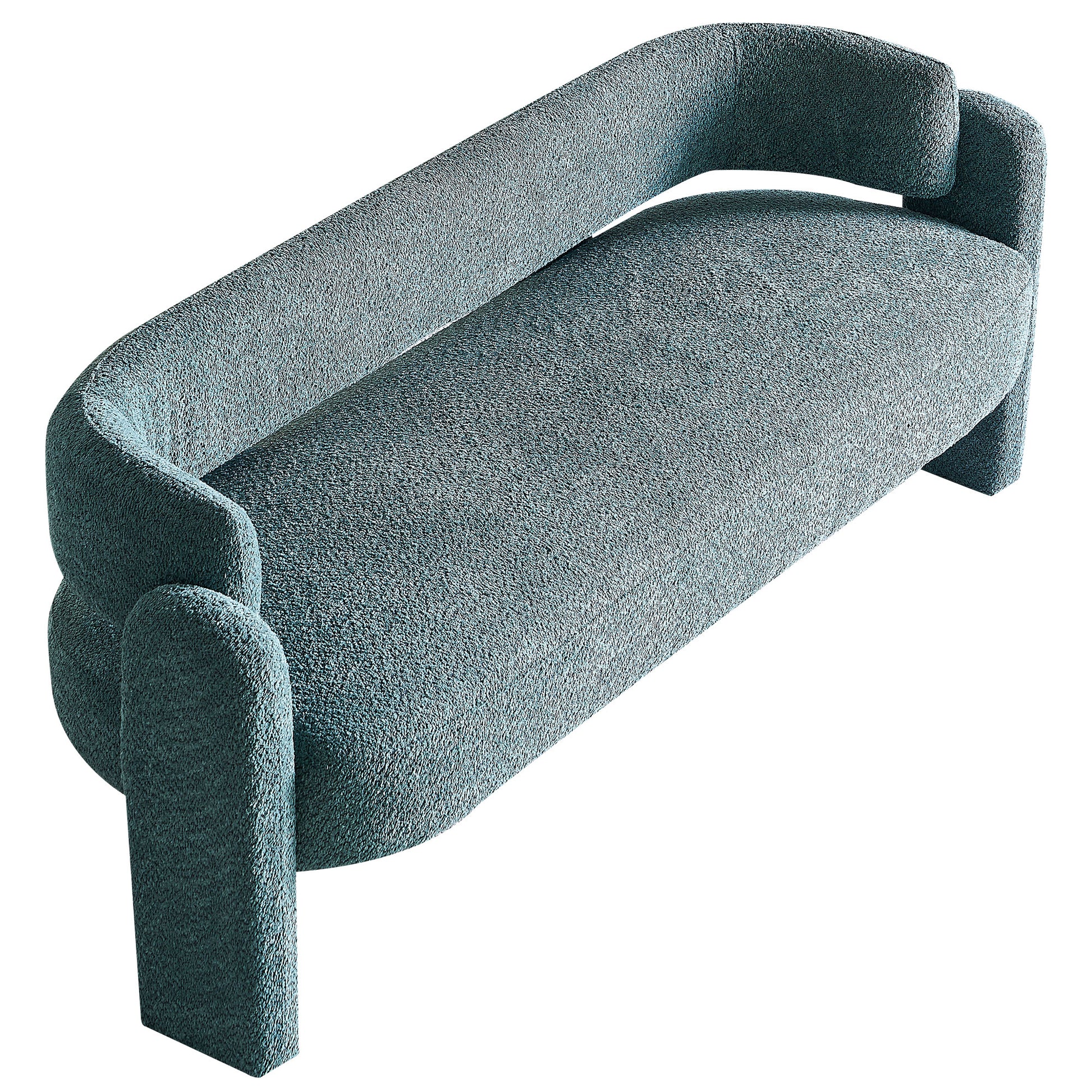 75.59" Wide Boucle Upholstery Modern Sofa For Living Room Green Green Polyester Wood Primary Living Space Tight Back Modern Rolled Arms Foam Boucle 1 Seat