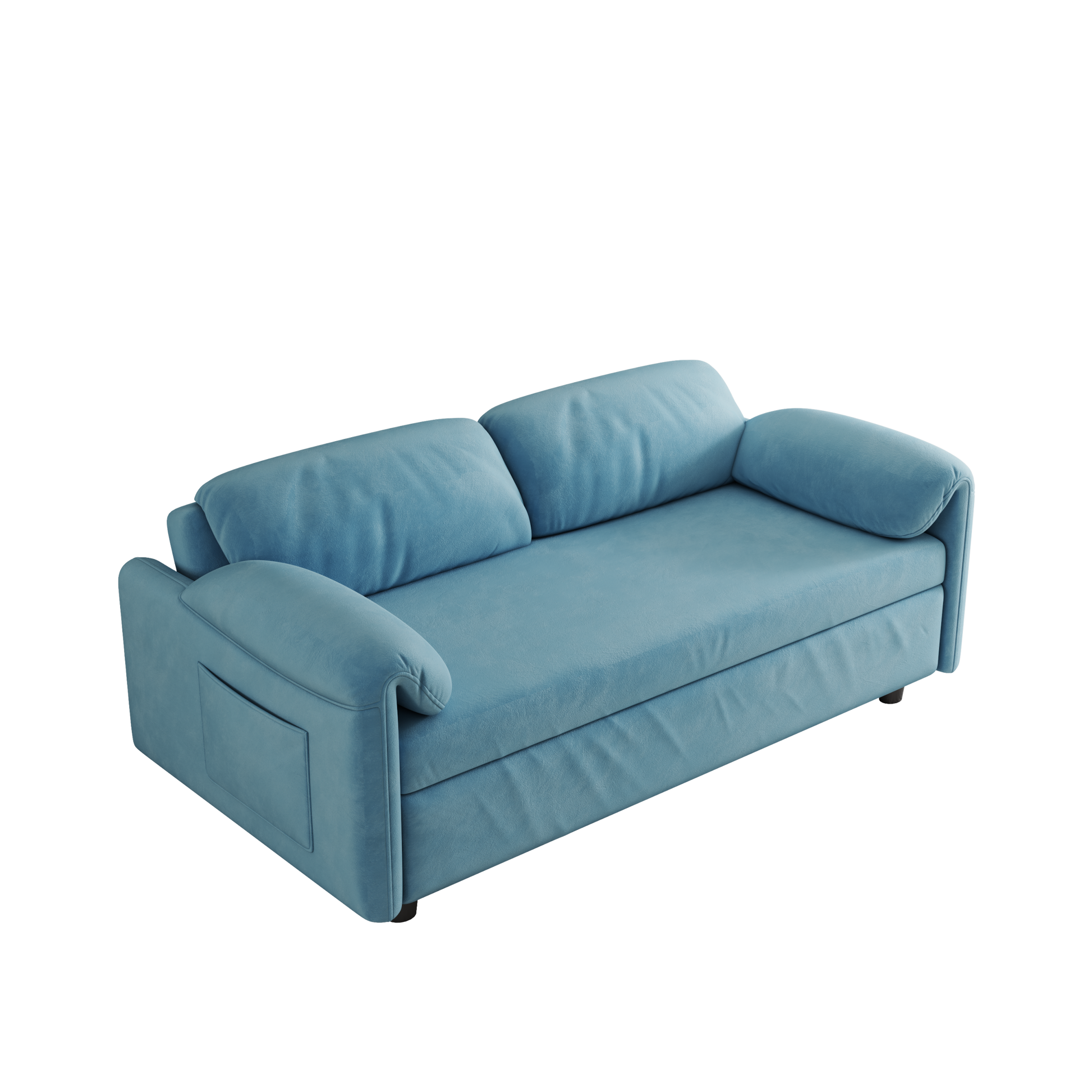 54 "Velvet Blue Sofa Sofa Bed Dual Purpose Living Room Retractable Bed Blue Velvet