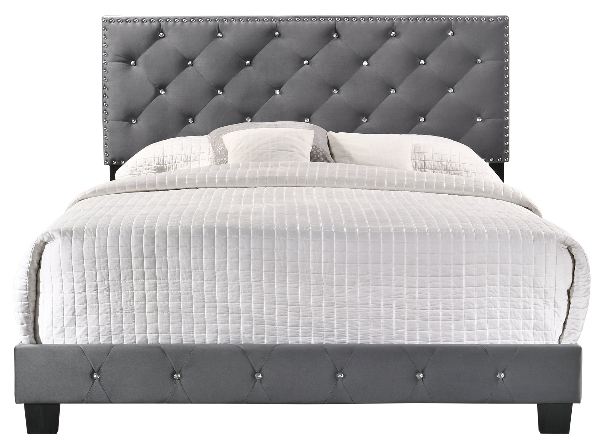 Suffolk G1401 Qb Up Queen Bedgray Gray Foam Velvet