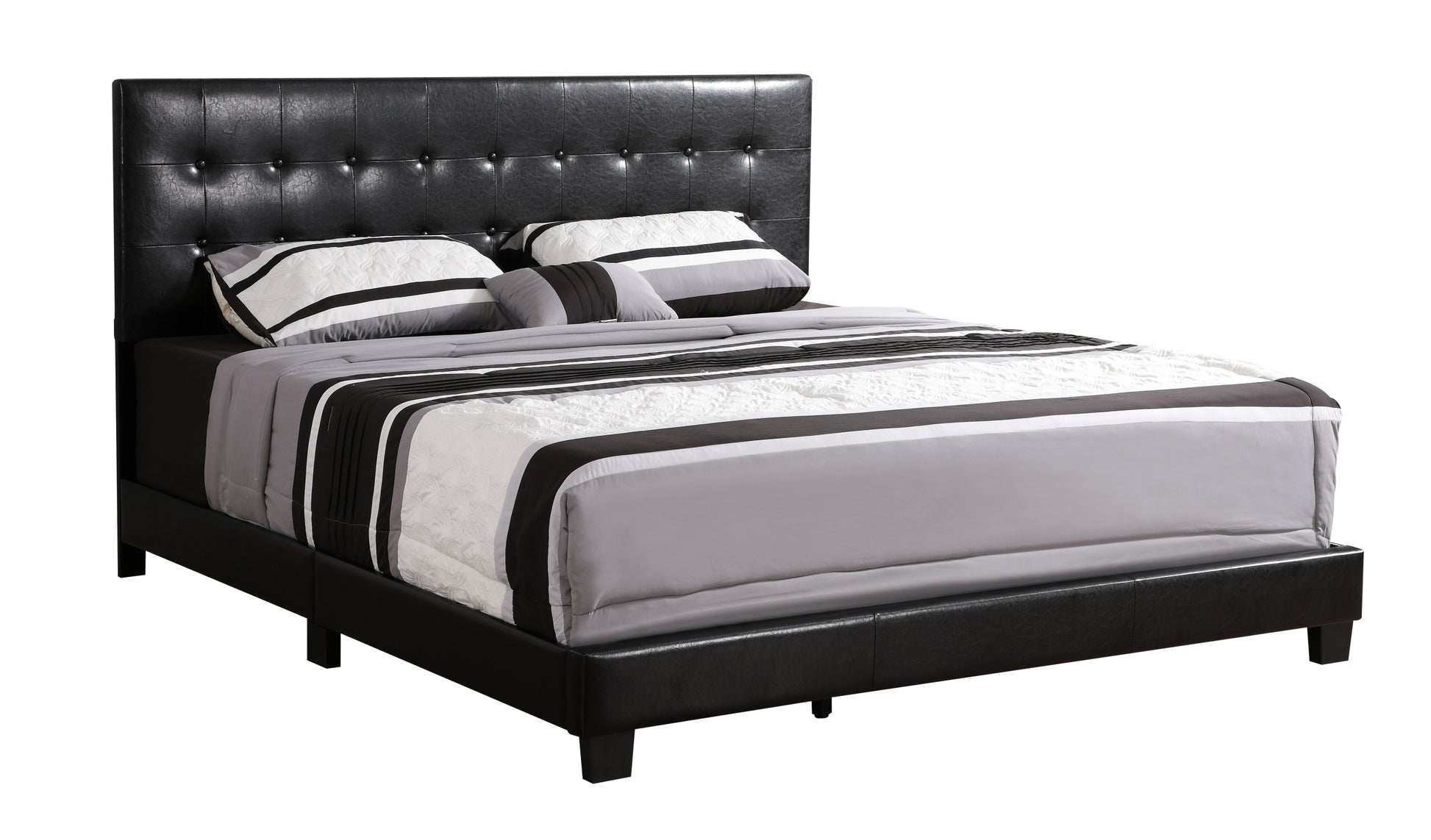 Caldwell G1304 Qb Up Queen Bedblack Box Spring Required Queen Black Foam Faux Leather Pu