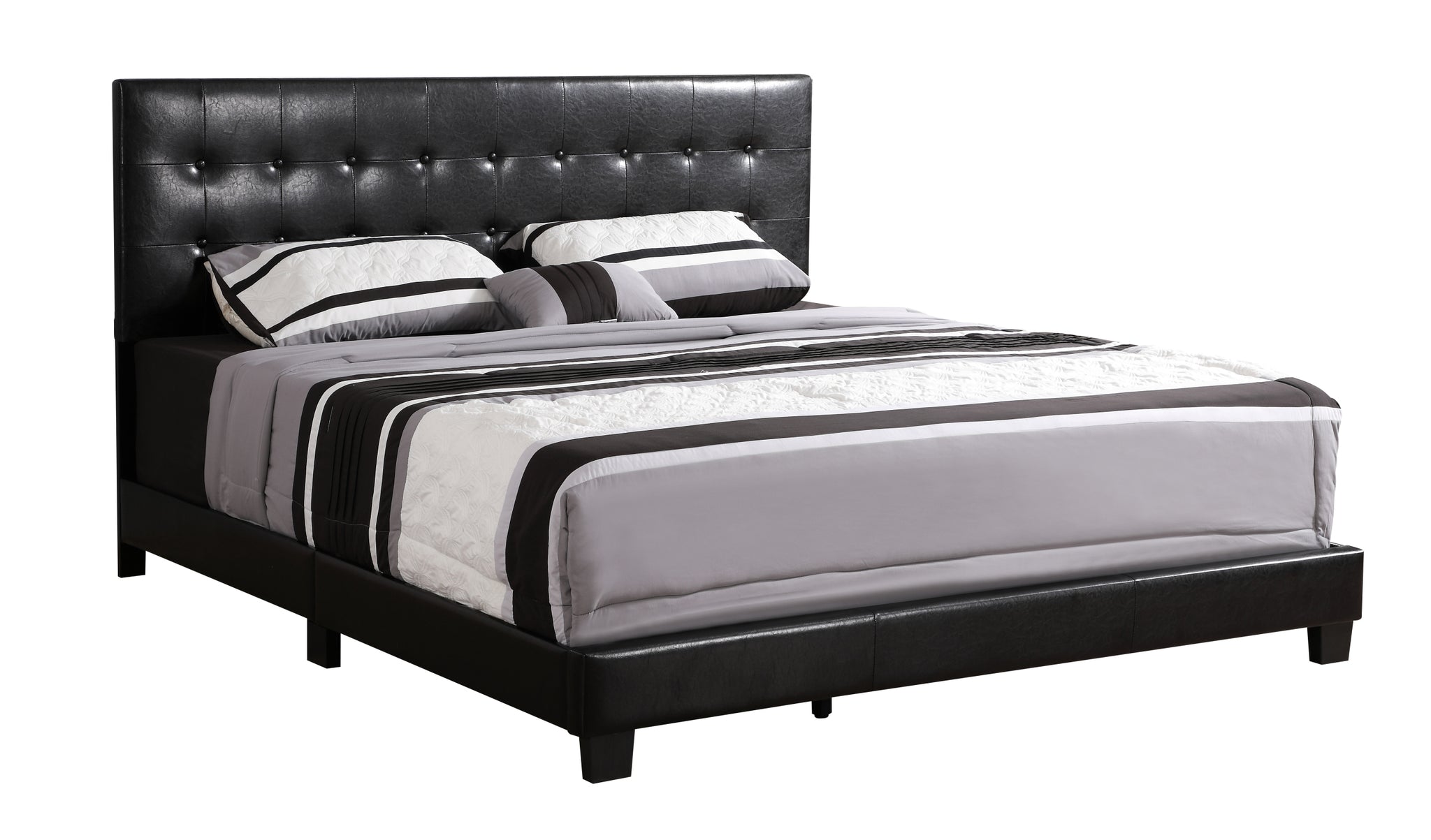 Caldwell G1304 Fb Up Full Bedblack Box Spring Not Required Full Black Foam Faux Leather Pu