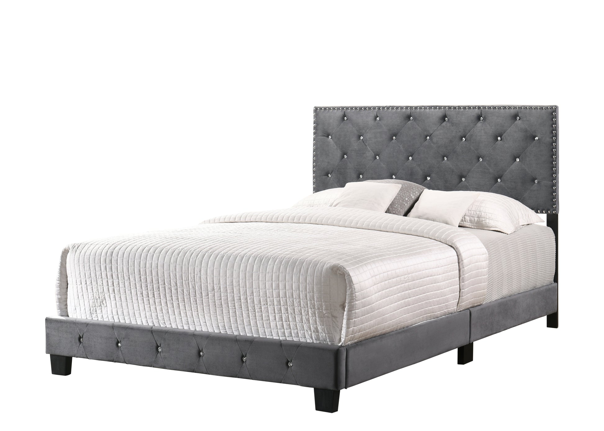 Suffolk G1401 Qb Up Queen Bedgray Gray Foam Velvet