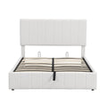 Full Size Upholstered Platform Bed With A Hydraulic Storage System White White Upholstered