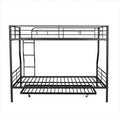 Full Xl Over Queen Metal Bunk Bed With Trundle, Black Full Xl Black Iron