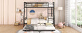 Full Xl Over Queen Metal Bunk Bed With Trundle, Black Full Xl Black Iron