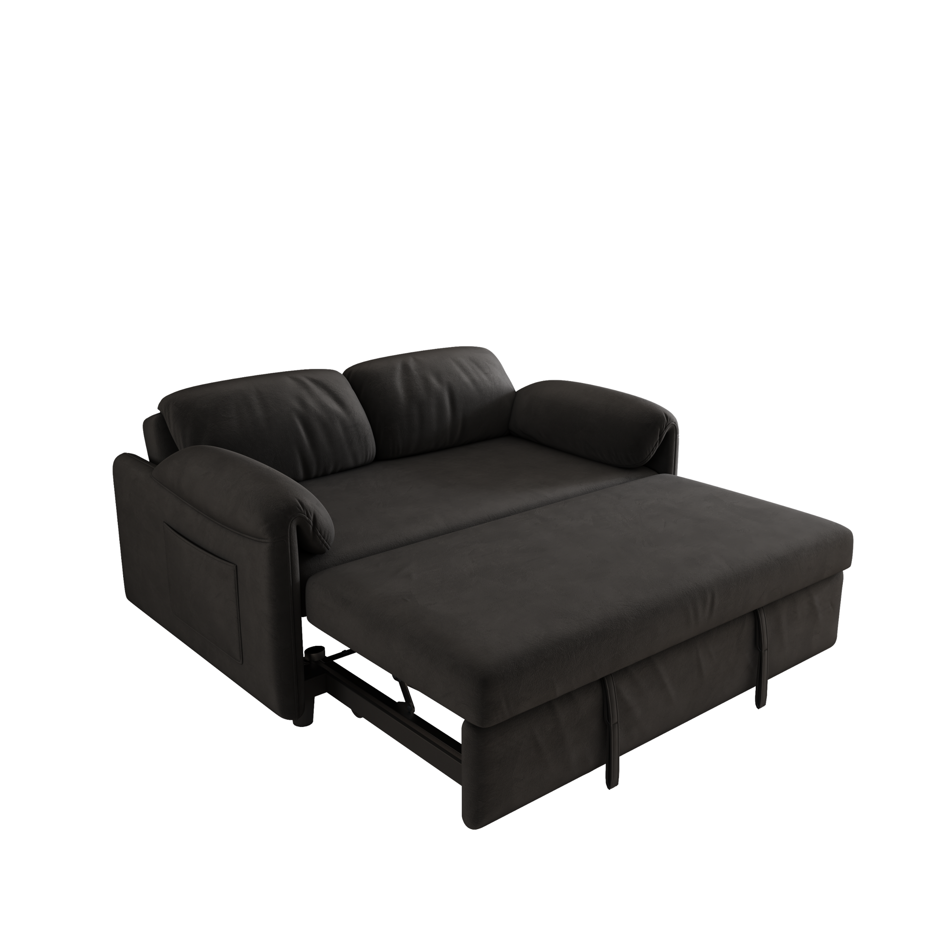 54 Inch Velvet Sofa Sofa Bed Dual Purpose Living Room Retractable Bed Black Sofa Black Velvet