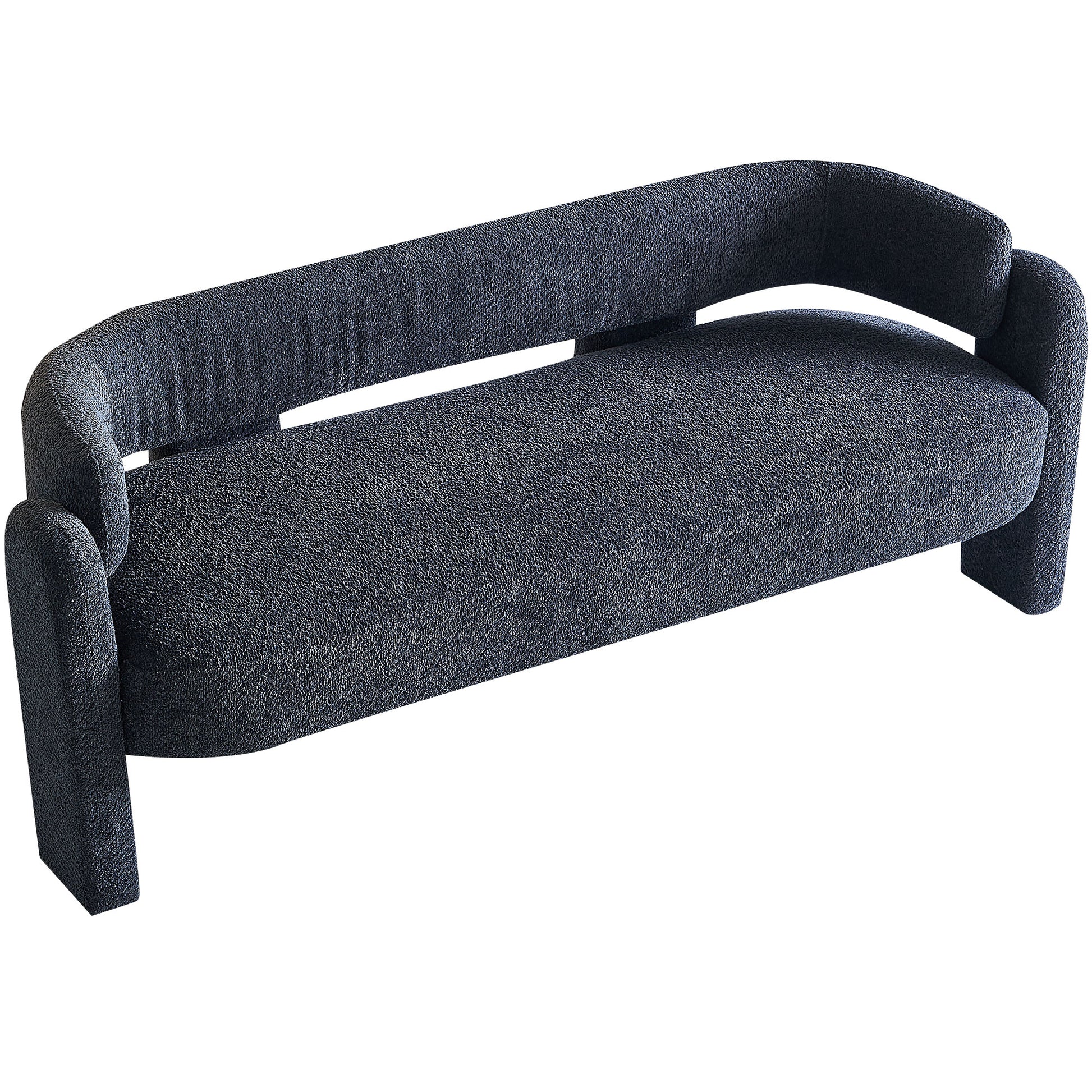 75.59" Wide Boucle Upholstery Modern Sofa For Living Room Dark Grey Dark Grey Polyester Wood Primary Living Space Tight Back Modern Rolled Arms Foam Boucle 1 Seat