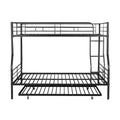 Full Xl Over Queen Metal Bunk Bed With Trundle, Black Full Xl Black Iron