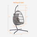 Outdoor Garden Rattan Egg Swing Chair Hanging Chair Light Gray Cushion Yes Complete Patio Set Light Gray Rust Resistant Frame Water Resistant Cushion Garden & Outdoor American Design Complete Patio Sets Rattan