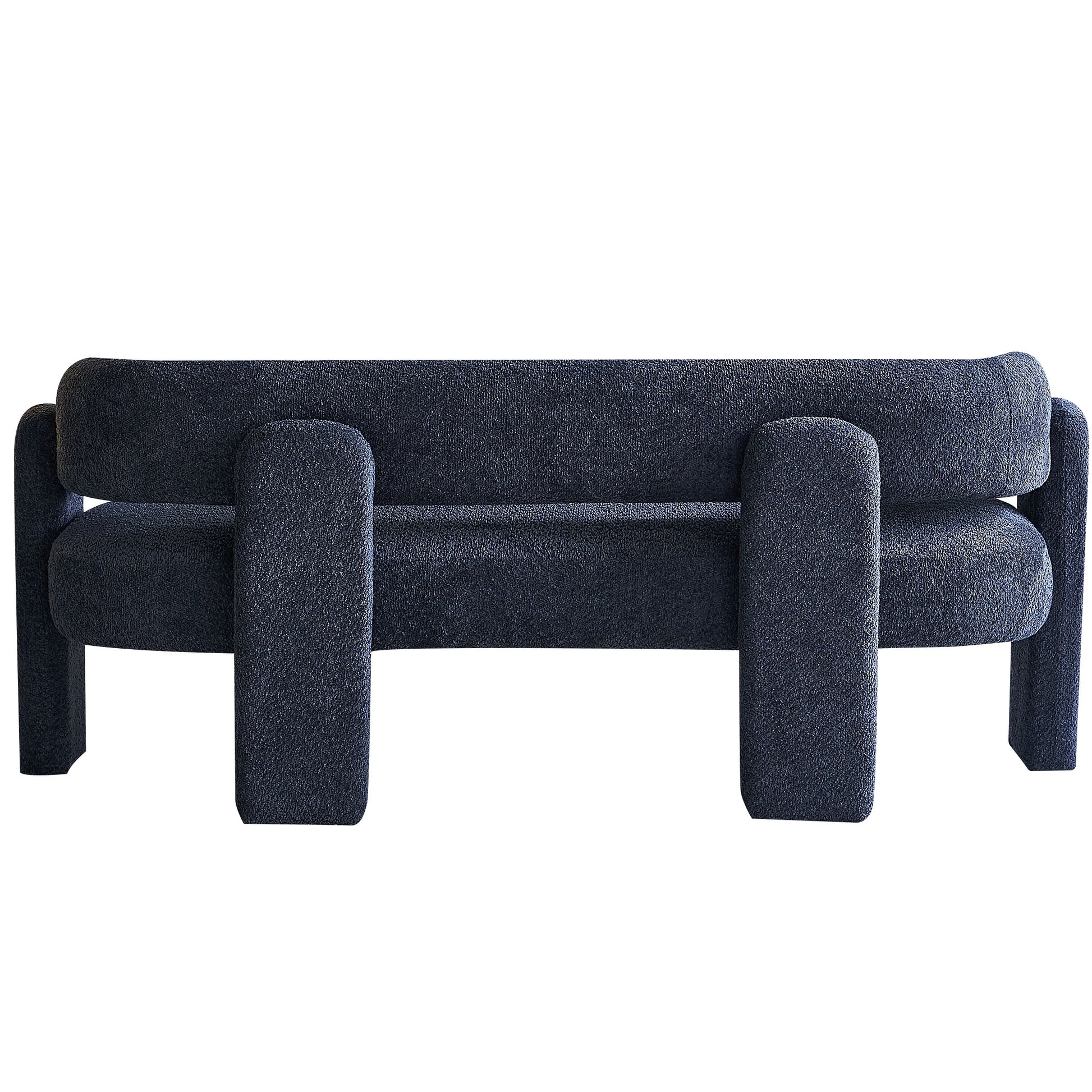 75.59" Wide Boucle Upholstery Modern Sofa For Living Room Dark Grey Dark Grey Polyester Wood Primary Living Space Tight Back Modern Rolled Arms Foam Boucle 1 Seat