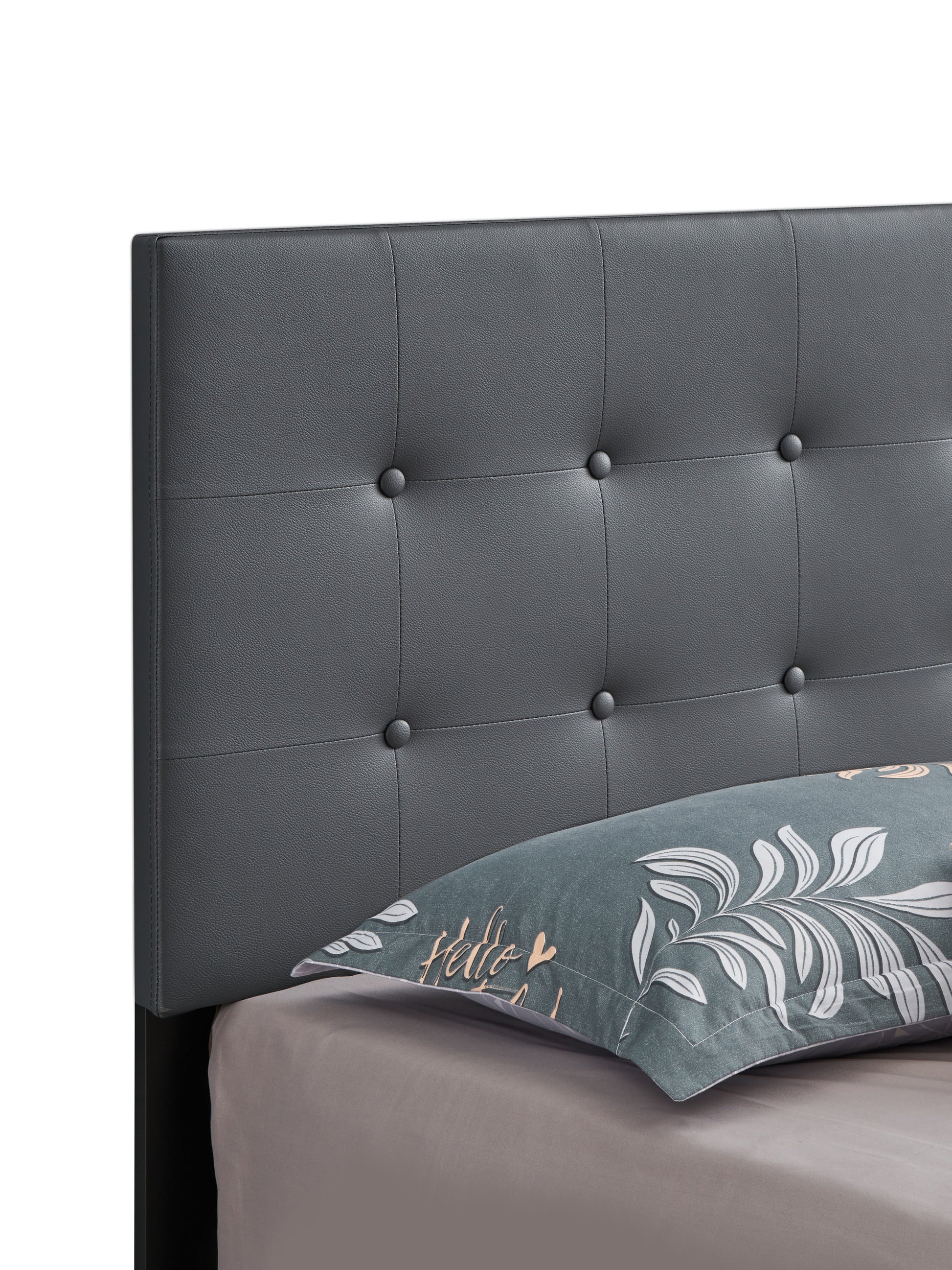 Caldwell G1306 Kb Up King Beddark Grey Box Spring Required King Dark Grey Foam Faux Leather Pu