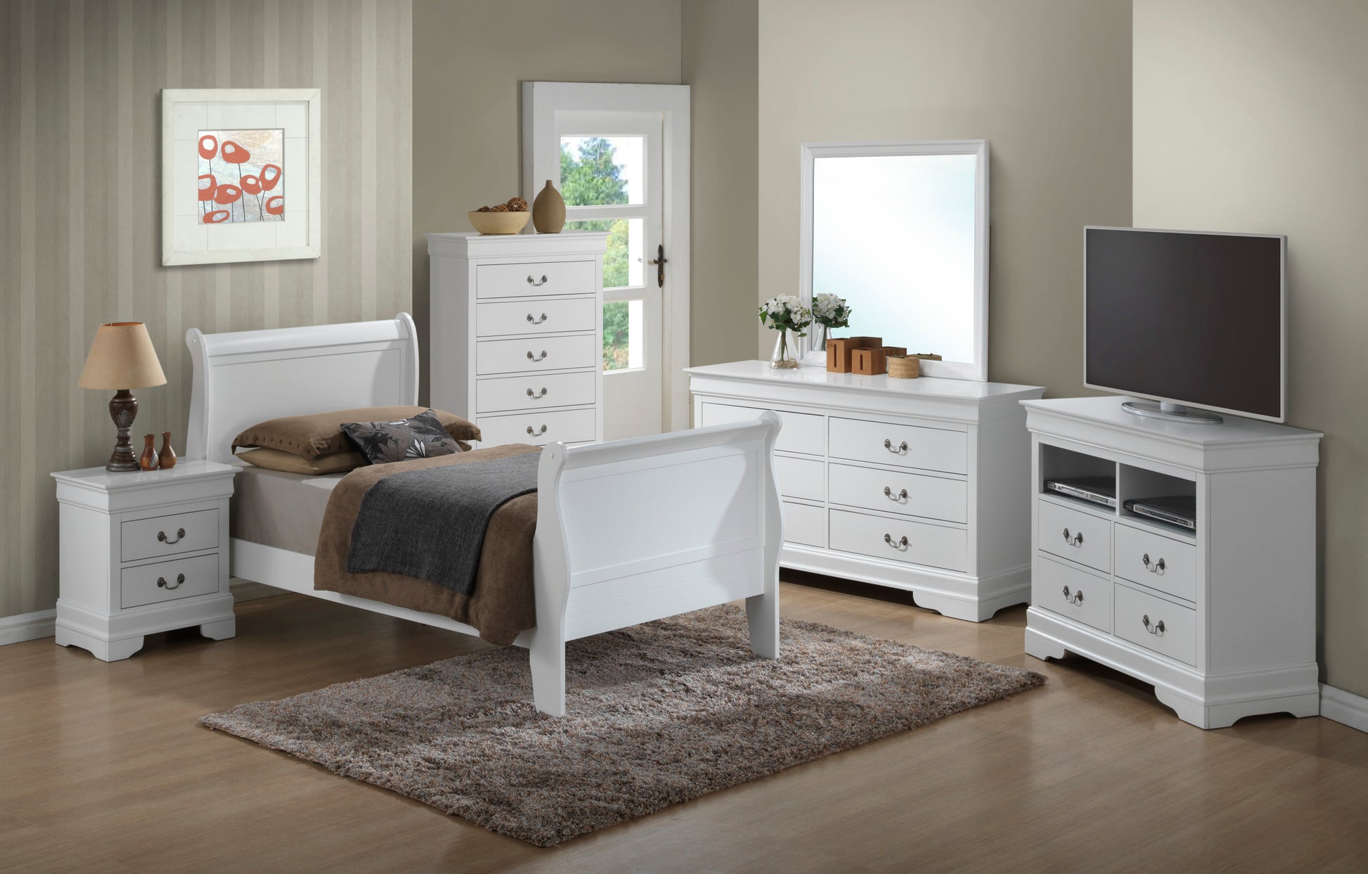 Louis Phillipe G3190A Tb Twin Bedwhite White Particle Board