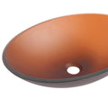 Tempered Glass Matte Bathroom Vessel Sink, Oval Bathroom Basin Tempered Glass Matt Tea Brown Bathroom Modern Glass