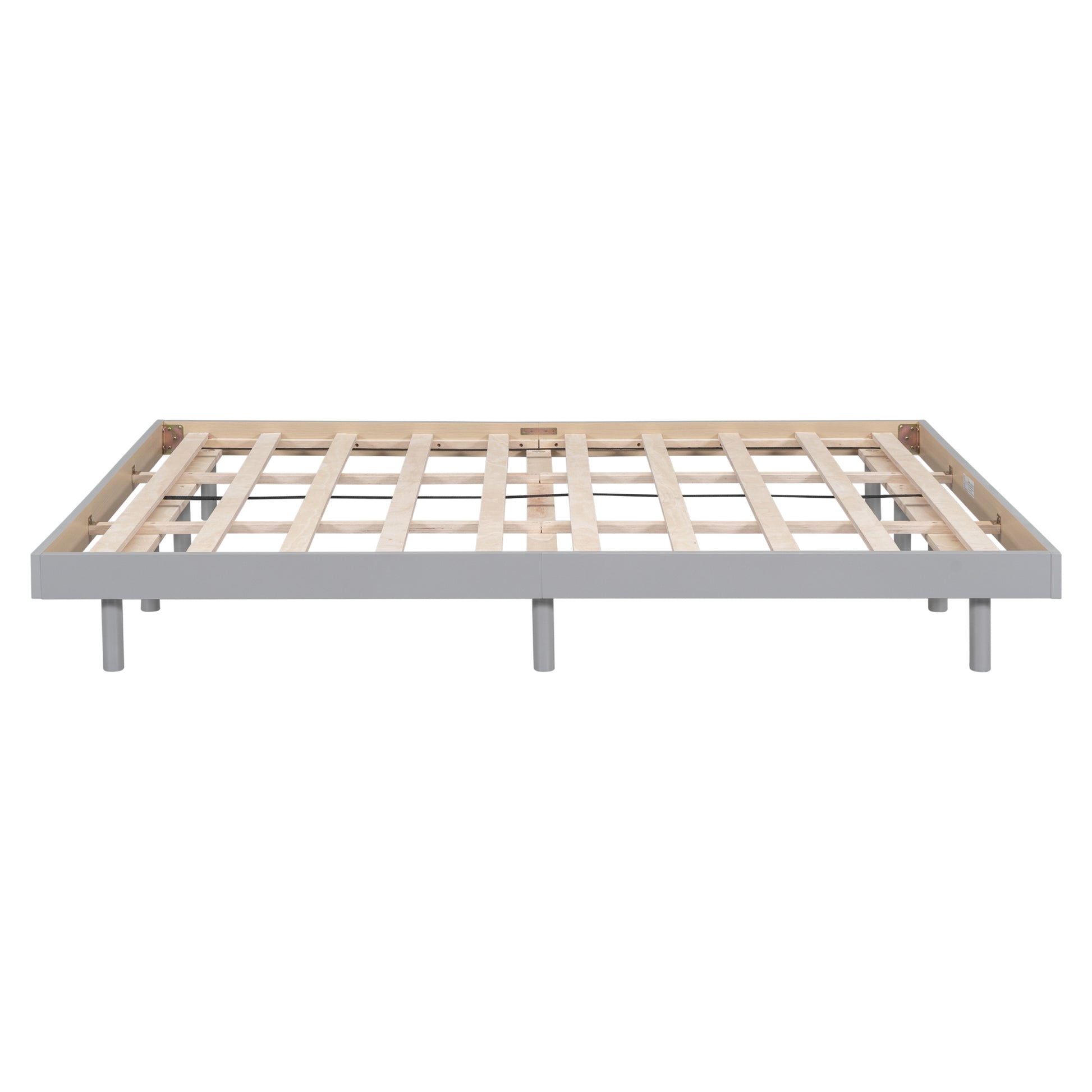 Modern Design Queen Floating Platform Bed Frame For Grey Color Grey Particle Board