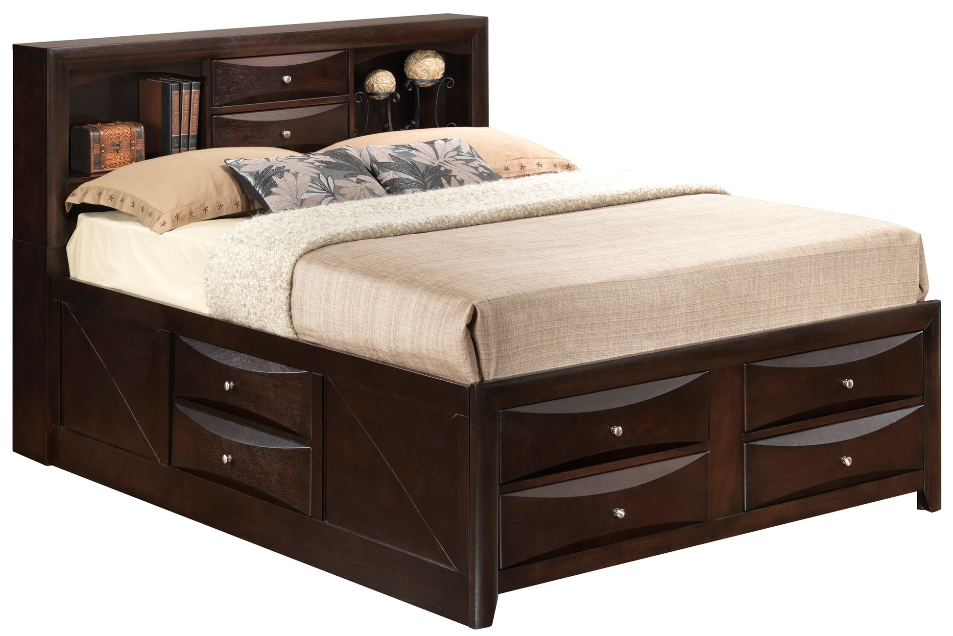 Marilla G1525G Qsb3 Queen Storage Bedcappuccino Beige Particle Board