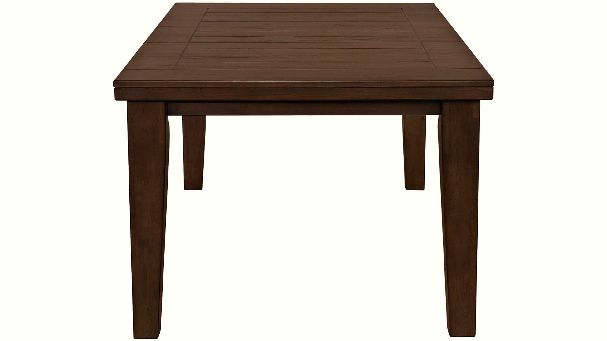 1Pc Contemporary Style Dining Rectangular Table With18" Leaf Tapered Block Feet Brown Wood Finish Dining Room Solid Wood Wooden Furniture Brown Dining Room Contemporary Rectangular Wood