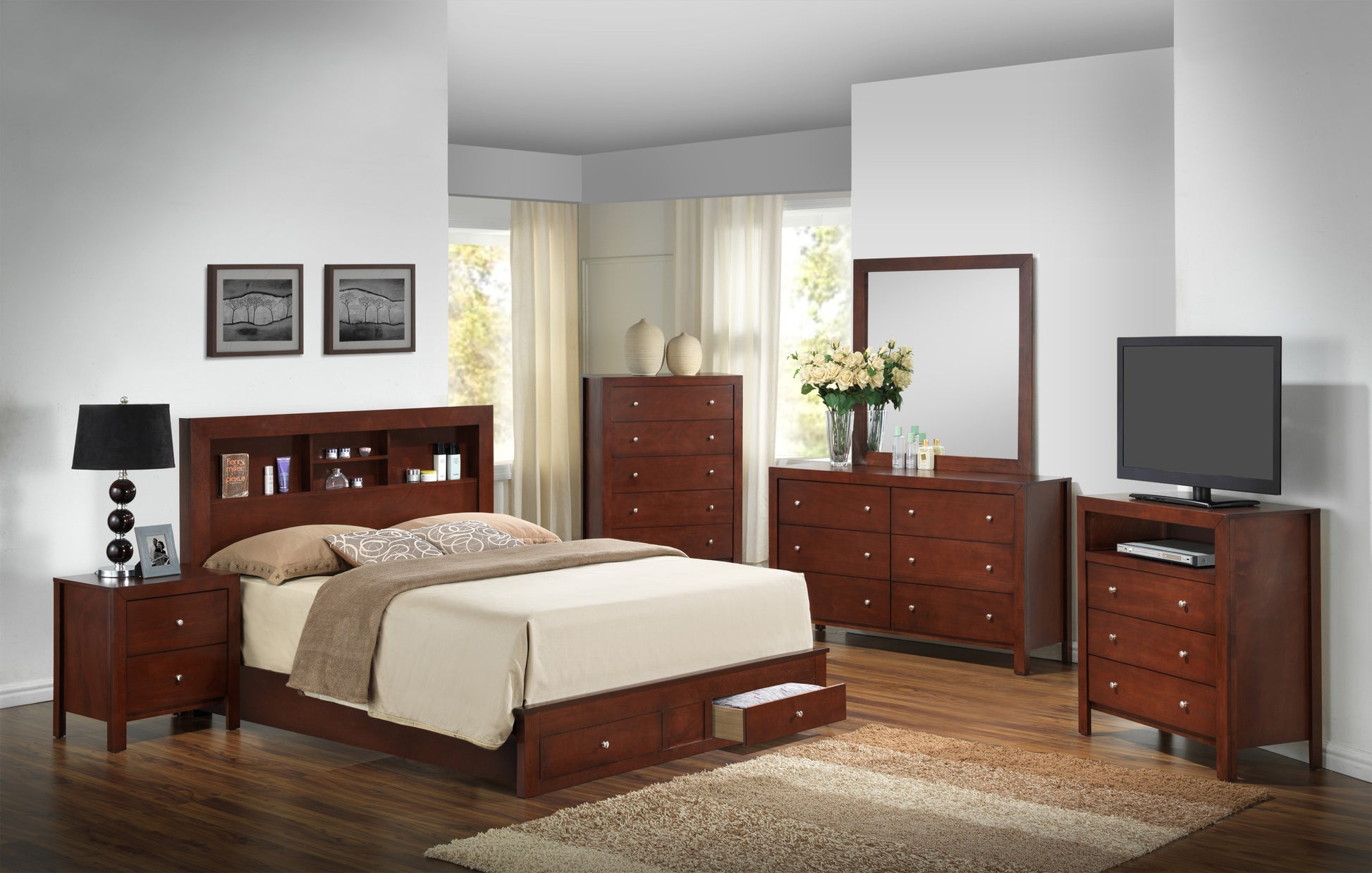 Burlington G2400D Tsb2 Twin Storage Bedcherry Twin Cherry Bedroom Storage Included Particle Board