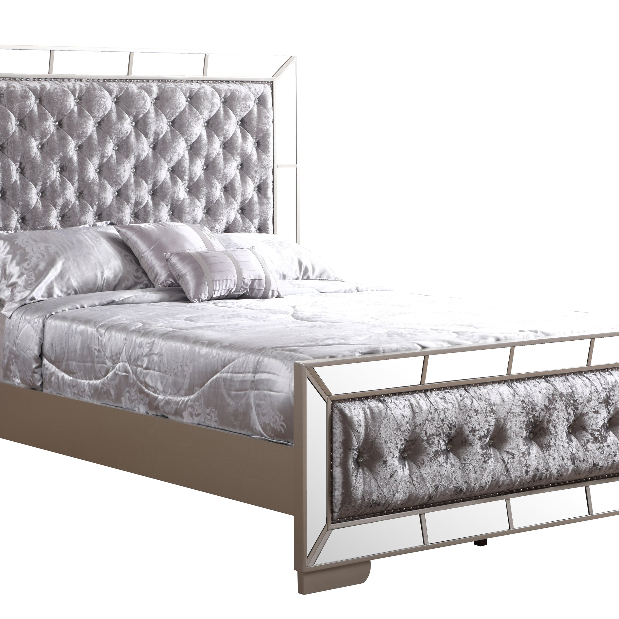 Stylish Silver Champagne Full Bed Full Champagne Solid Wood Mdf