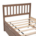 Modern Design Wooden Twin Size Platform Bed Frame With Trundle For Walnut Color Walnut Rubber Wood