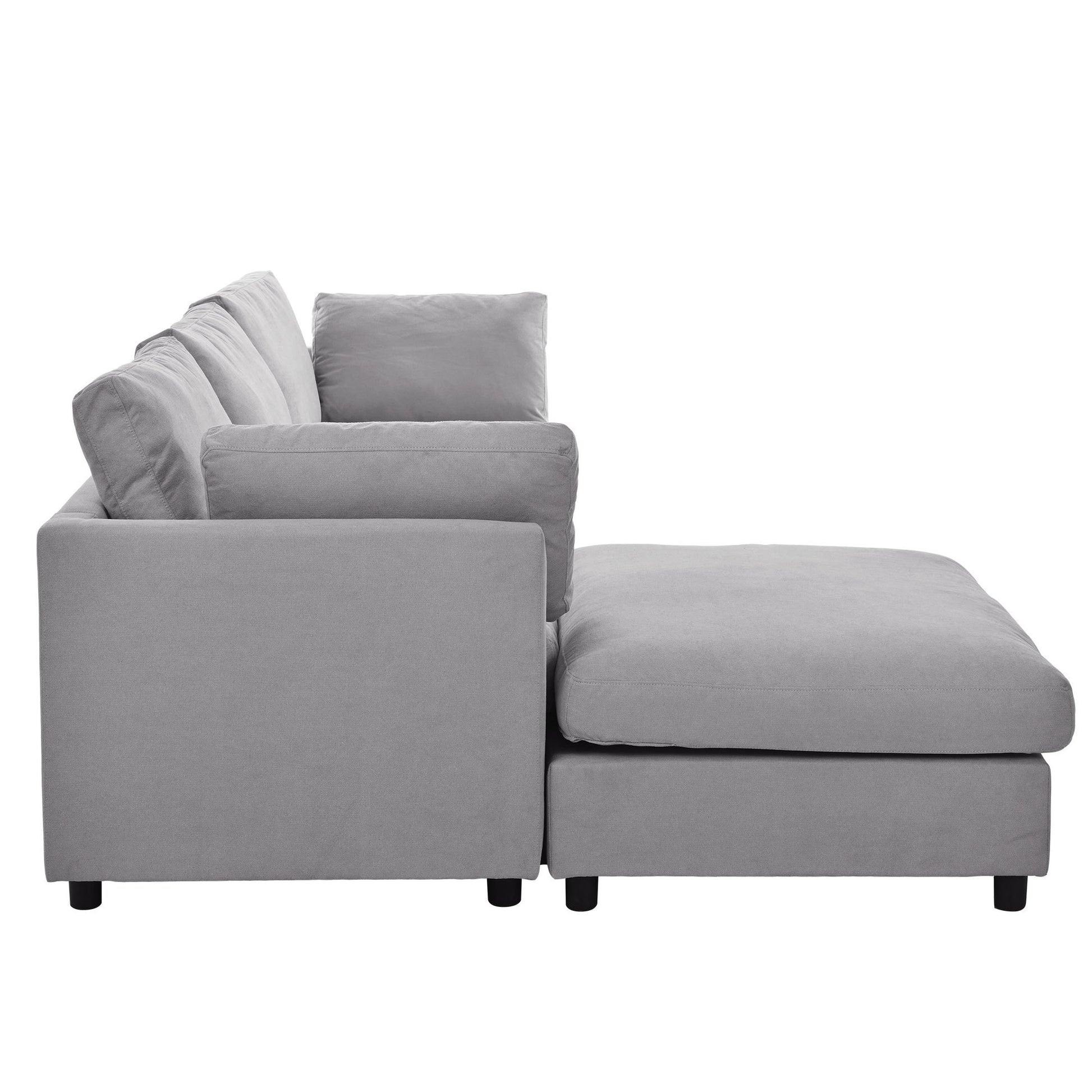 Upholstery Convertible Sectional Sofa, L Shaped Couch With Reversible Chaise Gray Polyester