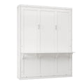 Queen Size Murphy Bed, 68 Inch Cabinet Bed Folding Wall Bed With Desk Combo Perfect For Guest Room,Study, Office,White Old Sku:Bs311491Aac Box Spring Not Required Queen White Wood White Pine Murphy Solid Wood Mdf