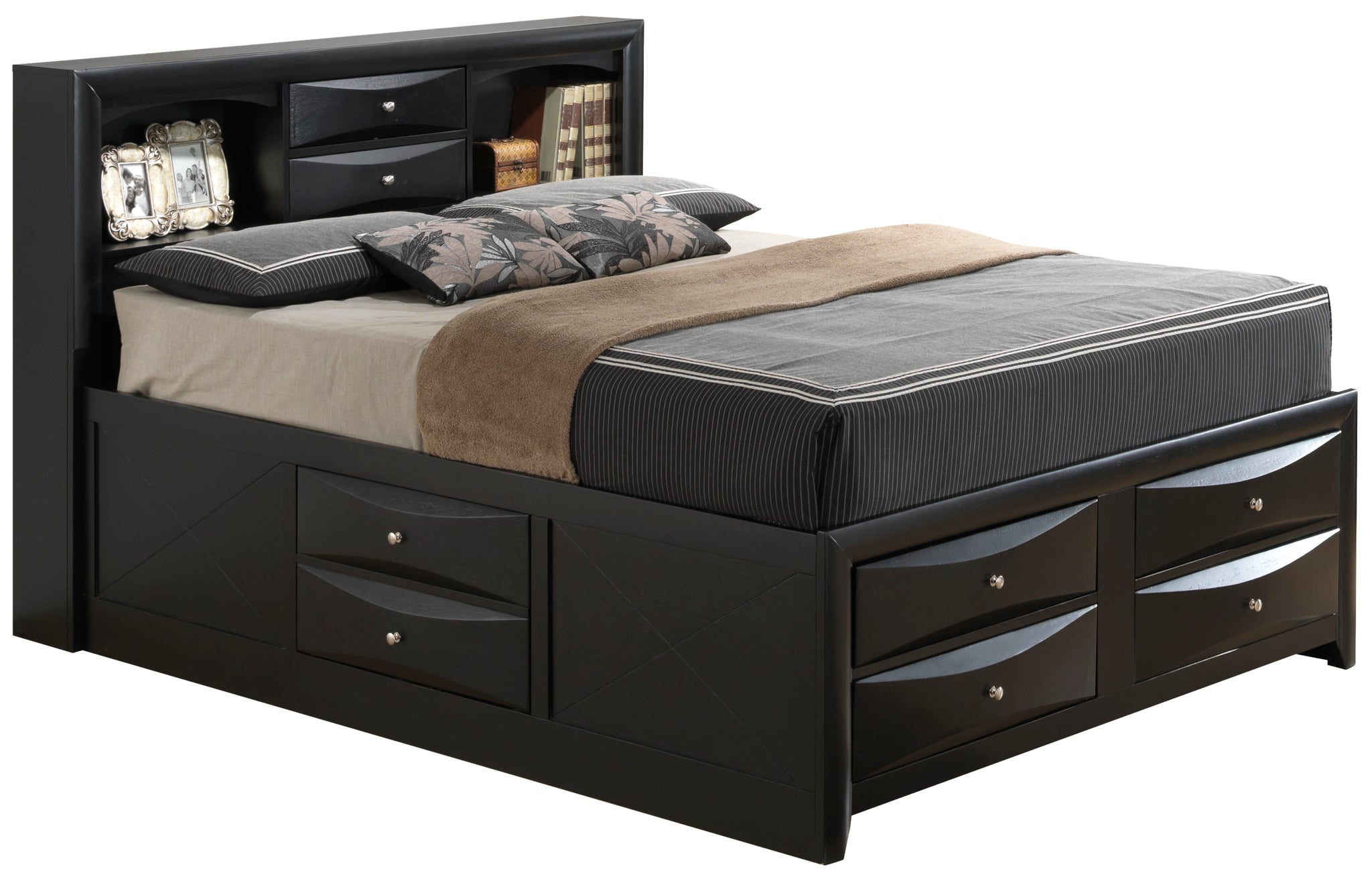 Marilla G1500G Qsb3 Queen Storage Bedblack Black Particle Board