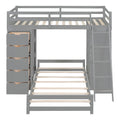 Twin Over Twin Bunk Bed With Led Light And Usb Ports, Gray Twin Gray Plywood