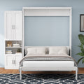 Full Size Murphy Bed With 1 Side Cabinet Storage Shelf, 61.5 Inch Cabinet Bed Folding Wall Bed With Desk Combo Perfect For Guest Room,Study, Office,White Old Sku:Bs300609Aac Box Spring Not Required Full White Wood White Pine Murphy Solid Wood Mdf