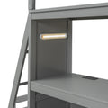 Twin Over Twin Bunk Bed With Led Light And Usb Ports, Gray Twin Gray Plywood