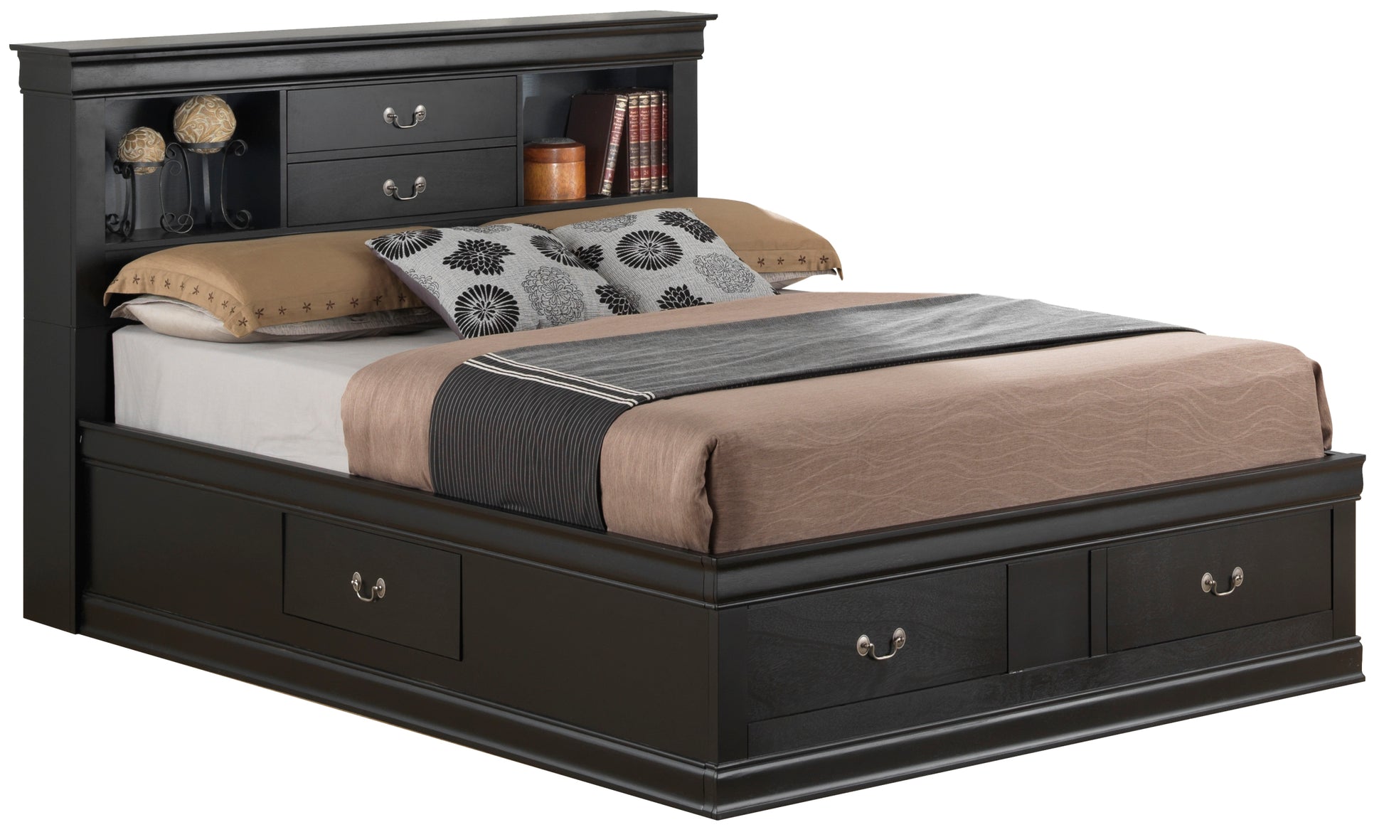 Louis Phillipe G3150B Ksb King Storage Bedblack Black Particle Board