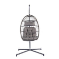Outdoor Garden Rattan Egg Swing Chair Hanging Chair Light Gray Cushion Yes Complete Patio Set Light Gray Rust Resistant Frame Water Resistant Cushion Garden & Outdoor American Design Complete Patio Sets Rattan
