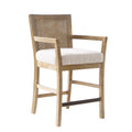 Cane Back Counter Stool Cream Reclaimed Natural Polyester