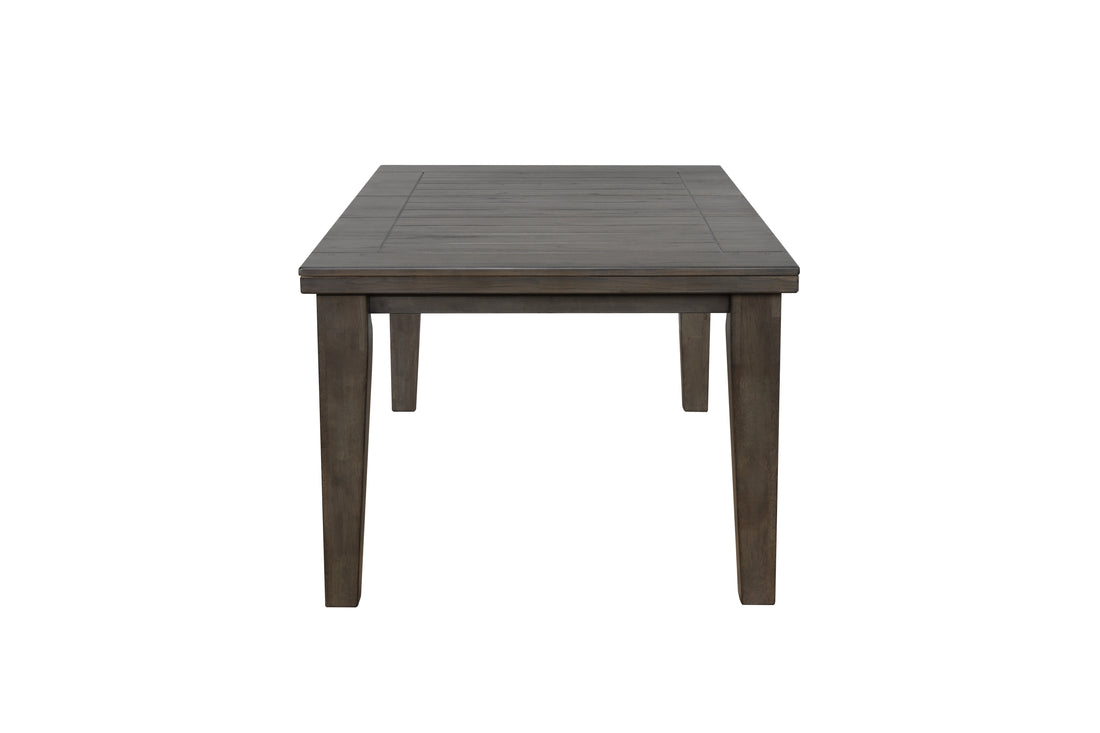 1Pc Contemporary Style Dining Rectangular Table With18" Leaf Tapered Block Feet Gray Finish Dining Room Solid Wood Wooden Furniture Gray Dining Room Contemporary Rectangular Wood