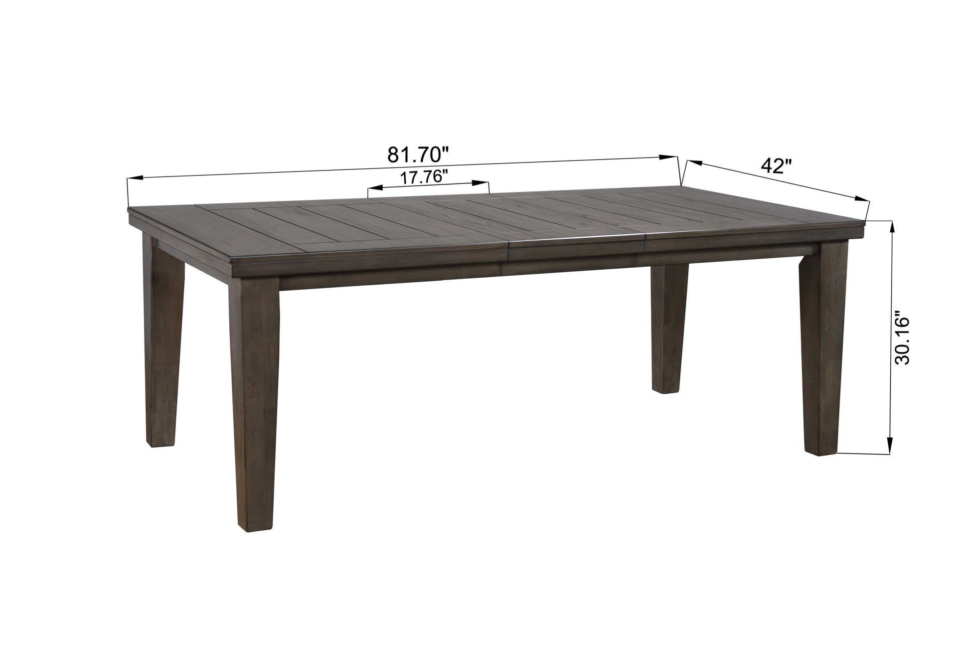 1Pc Contemporary Style Dining Rectangular Table With18" Leaf Tapered Block Feet Gray Finish Dining Room Solid Wood Wooden Furniture Gray Dining Room Contemporary Rectangular Wood