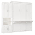 Full Size Murphy Bed With 1 Side Cabinet Storage Shelf, 61.5 Inch Cabinet Bed Folding Wall Bed With Desk Combo Perfect For Guest Room,Study, Office,White Old Sku:Bs300609Aac Box Spring Not Required Full White Wood White Pine Murphy Solid Wood Mdf