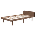 Modern Design Twin Size Platform Bed Frame With Built In Usb Port For Walnut Color Walnut Particle Board