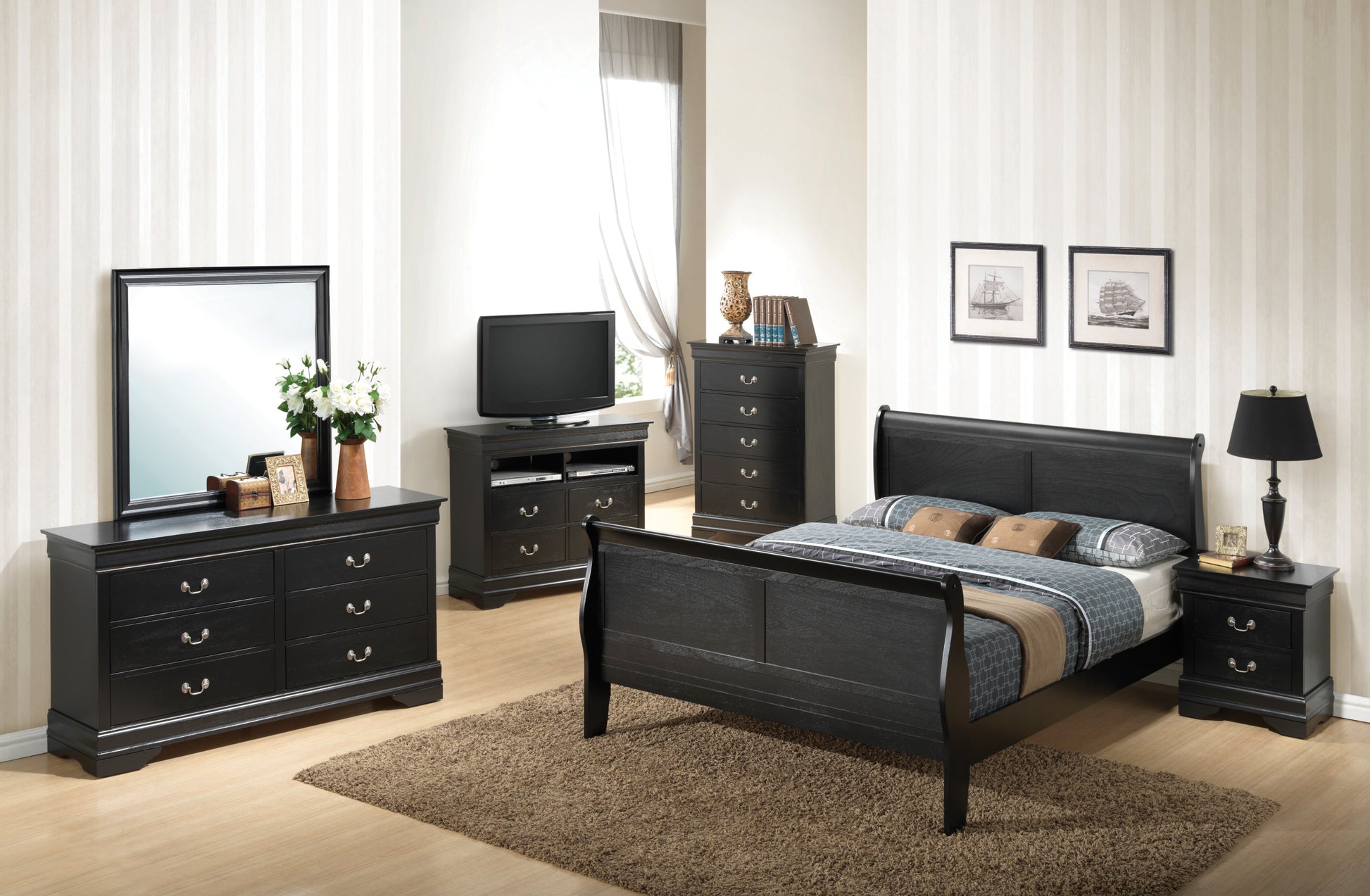 Louis Phillipe G3150A Kb King Bedblack Black Particle Board