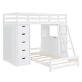 Twin Over Twin Bunk Bed With Led Light And Usb Ports, White Twin White Plywood