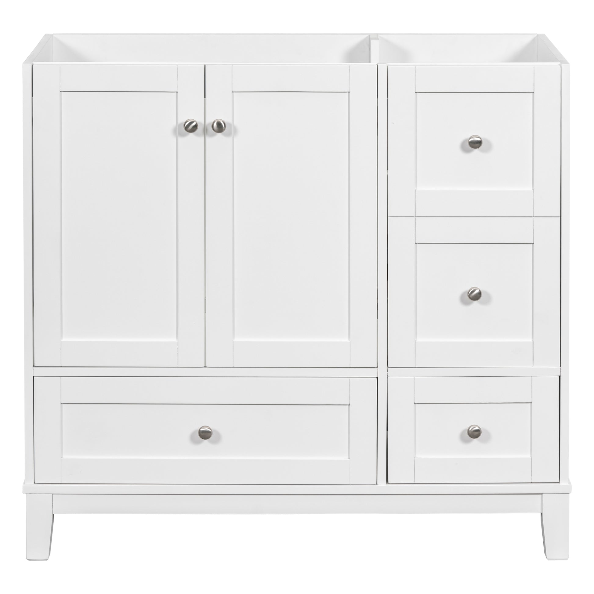 Cabinet Only 36" Bathroom Vanity, White Sink Not Included White Solid Wood Mdf Resin
