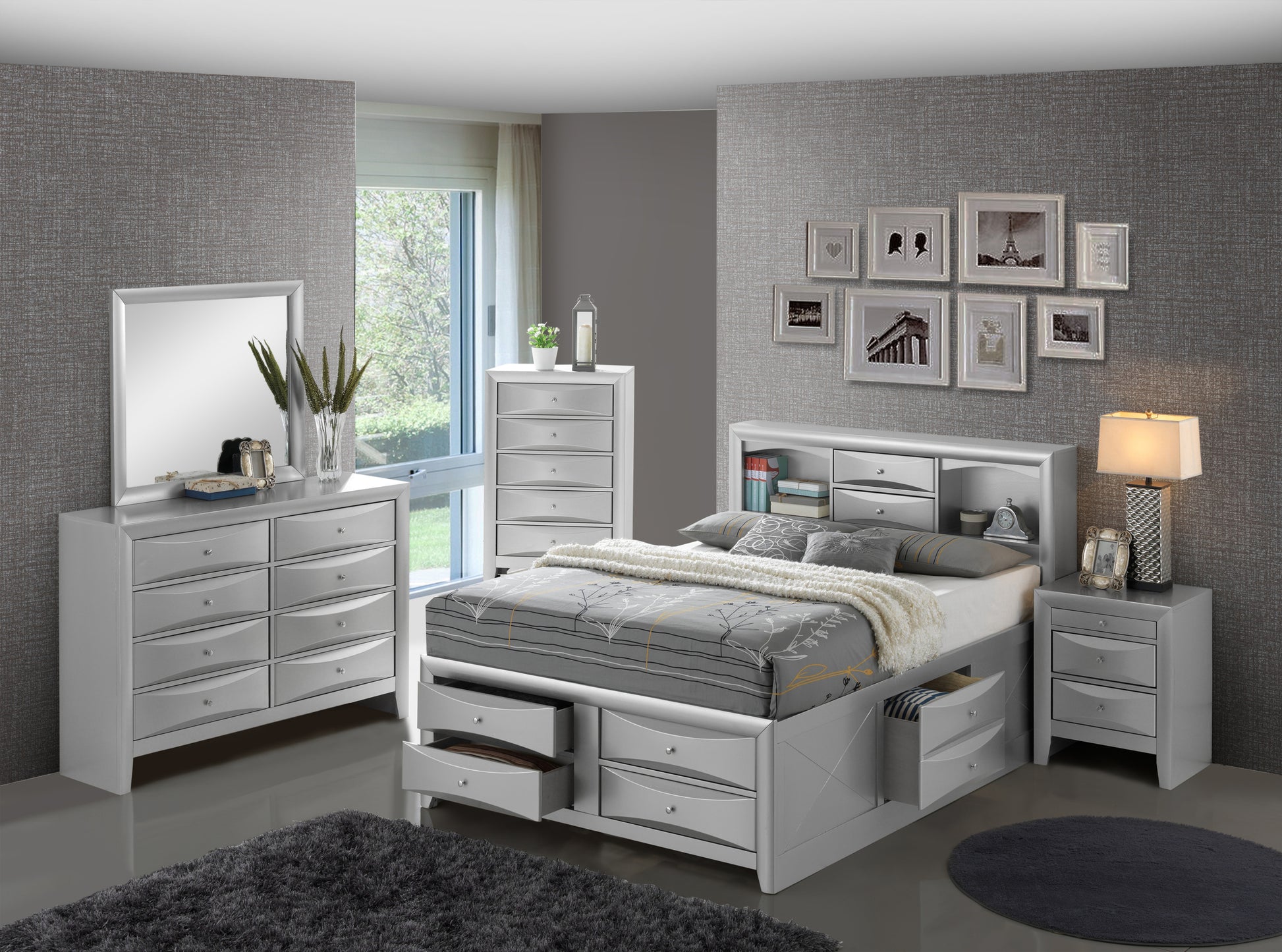 Marilla G1503G Fsb3 Full Storage Bedsilver Champagne Champagne Particle Board
