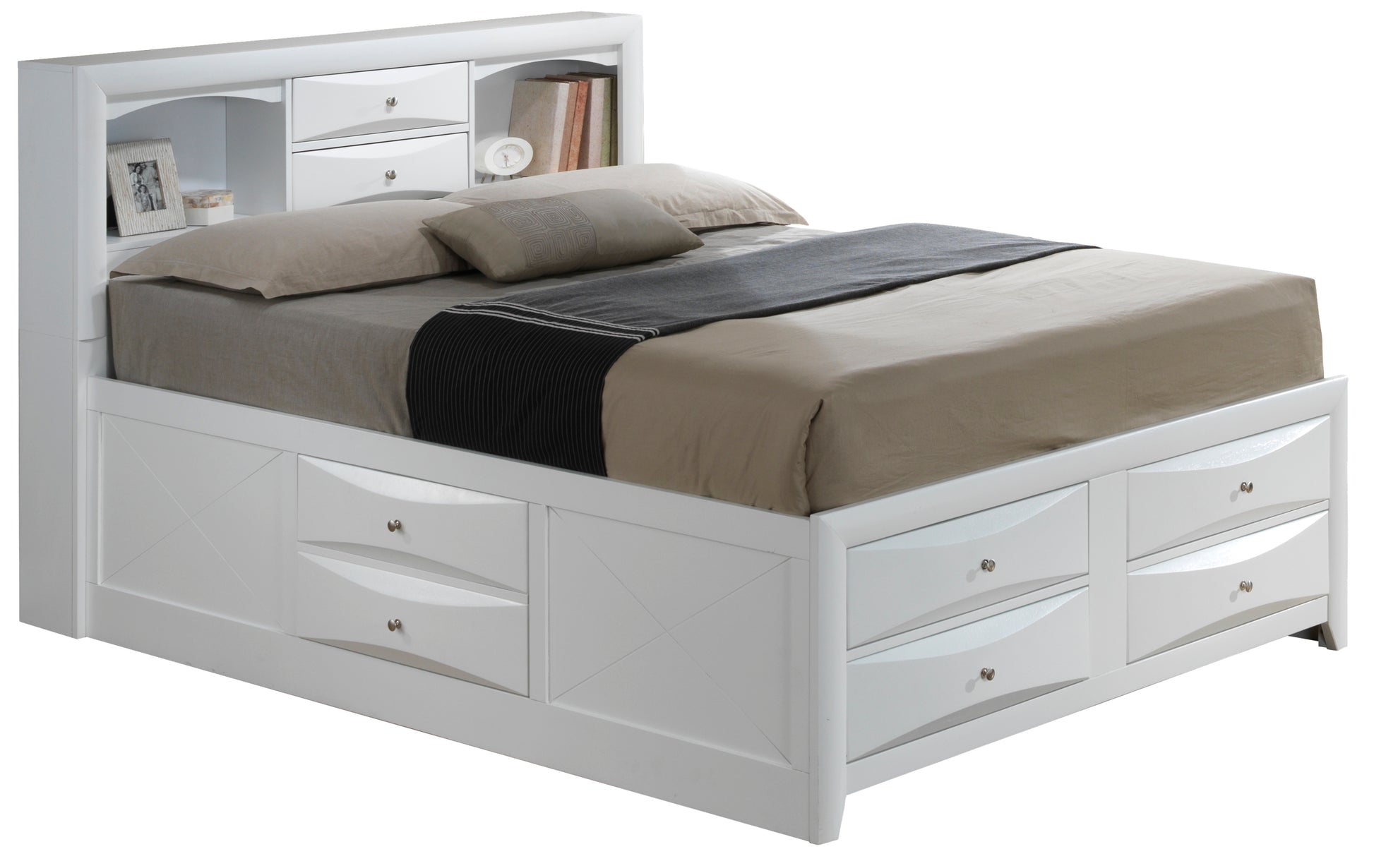 Marilla G1570G Qsb3 Queen Storage Bedwhite White Particle Board