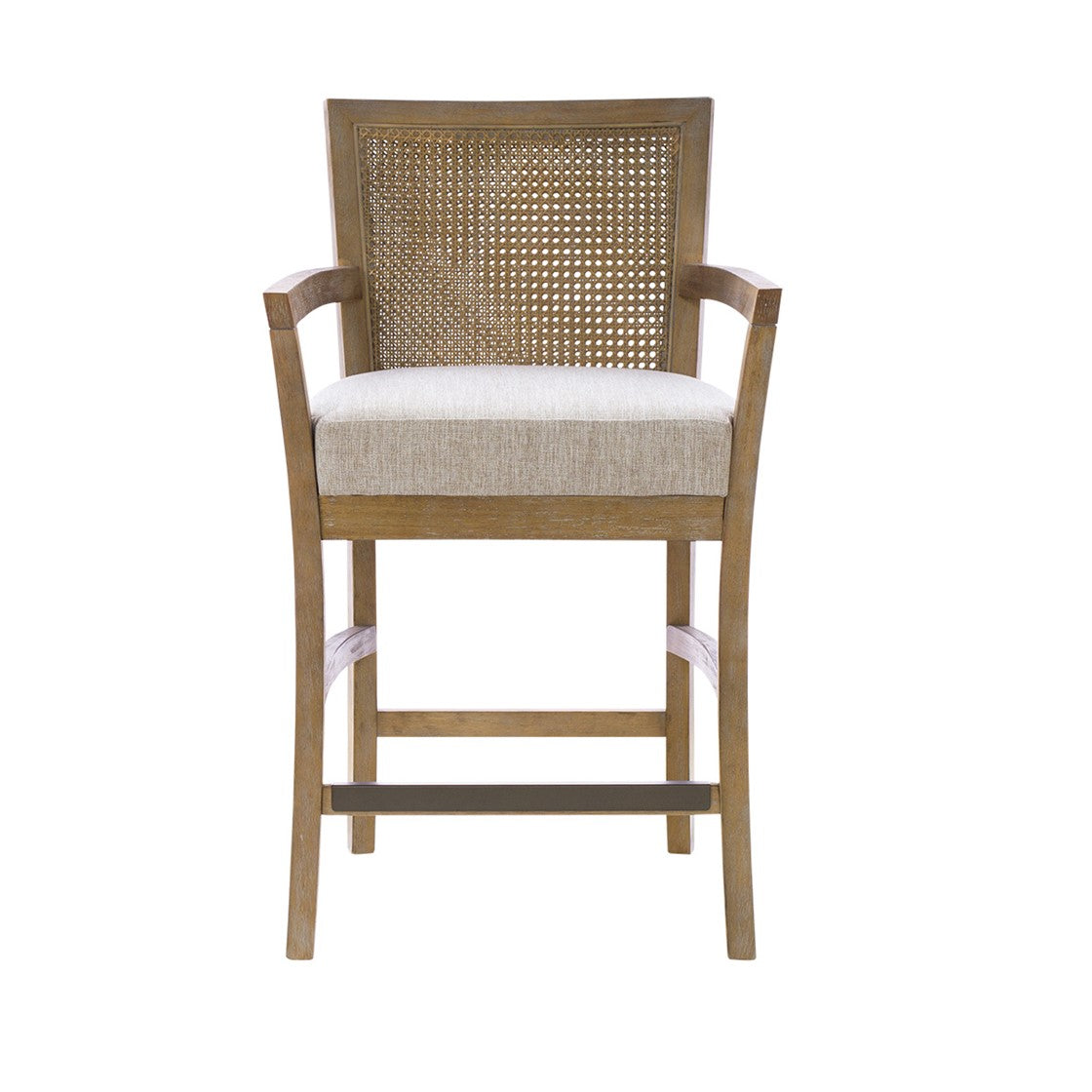 Cane Back Counter Stool Cream Reclaimed Natural Polyester